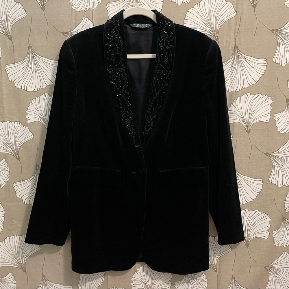 Laura Ashley Velvet Beaded Evening Jacket